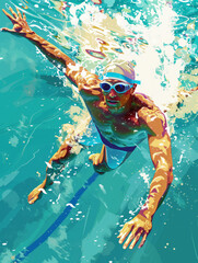 Underwater Swimmer in Dynamic Motion