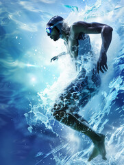 Underwater Swimmer in Dynamic Motion