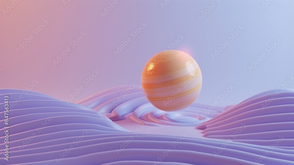 Poster 3d render of planet in abstract landscape