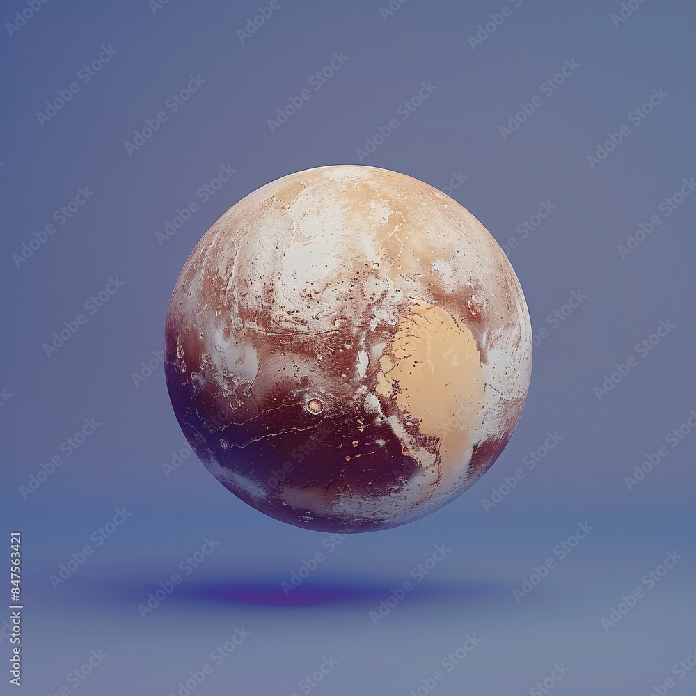 Poster 3d render of pluto hovering in space