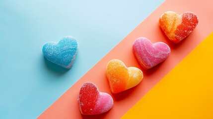 Obraz premium Candy hearts isolated on colorful background