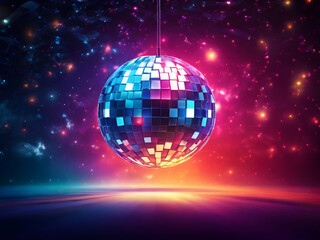disco ball with lights disco, ball, party, light, disco ball, dance, sphere, mirror, music, nightclub, club, night, bright, illustration, vector, Ai generated 