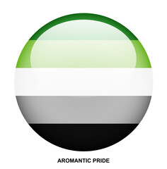 AROMANTIC PRIDE flag button on white background