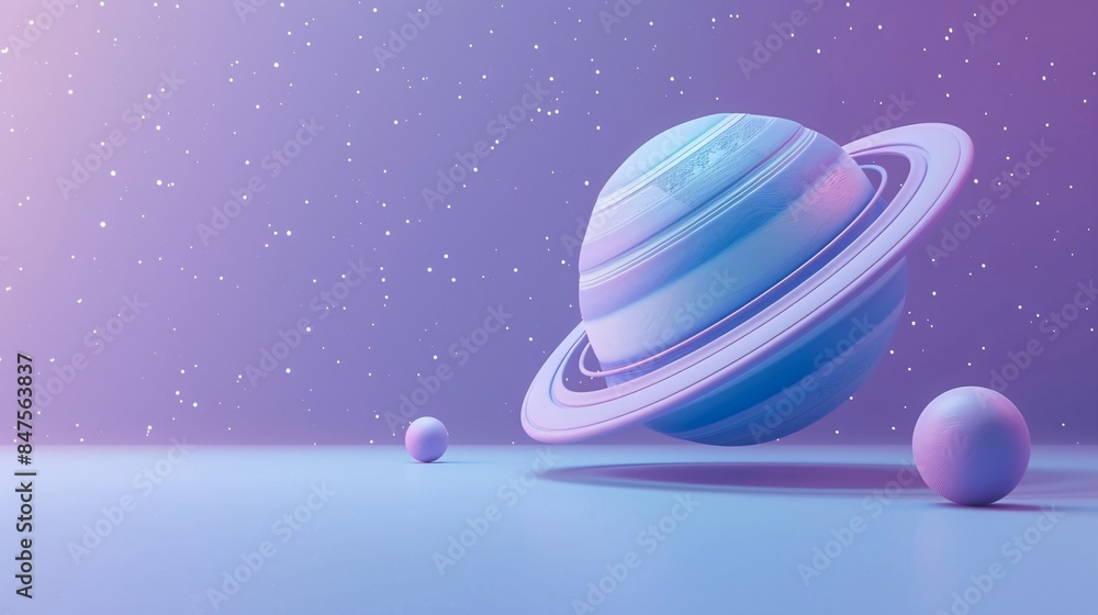 Poster 3d uranus-like object in starry space