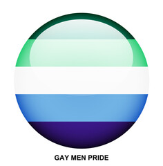 GAY MEN PRIDE flag button on white background