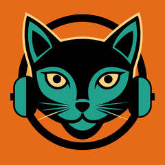  logo the face of a cat formed by a bicycle and-the silhouette illustration