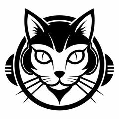  logo the face of a cat formed by a bicycle and-the silhouette illustration