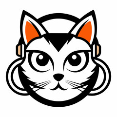  logo the face of a cat formed by a bicycle and-the silhouette illustration