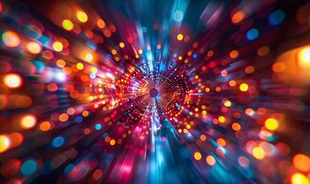 an artistic blur abstract with a Ferris wheel's colorful lights creating a dynamic backdrop, ideal for showcasing text