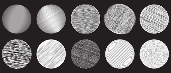 Set of hand drawn pencil crosshatch shapes. Crosshatch Freehand doodle shapes collection. Doodle and sketch style. white squiggle grunge texture. Vector illustration isolated on black background.