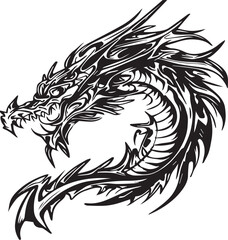 Obraz premium dragoon tattoo design. black and white color design. illustration vector design