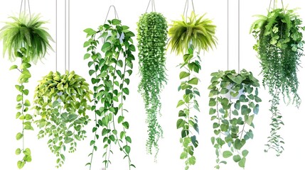 Watercolor Hanging Greenery Plants Indoors Creating Serene Atmosphere