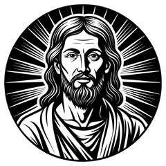  modern depiction of jesus circa 30 a d with kid silhouette illustration