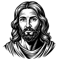  modern depiction of jesus circa 30 a d with kid silhouette illustration