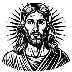  modern depiction of jesus circa 30 a d with kid silhouette illustration