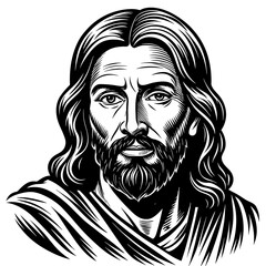  modern depiction of jesus circa 30 a d with kid silhouette illustration
