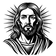  modern depiction of jesus circa 30 a d with kid silhouette illustration