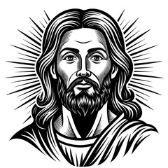  modern depiction of jesus circa 30 a d with kid silhouette illustration