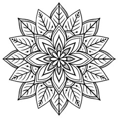 Vektor Mandala mit Blättern - Florales Design Element