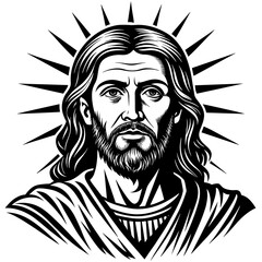  modern depiction of jesus circa 30 a d with kid silhouette illustration