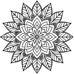 Vektor Mandala mit Blättern - Florales Design Element