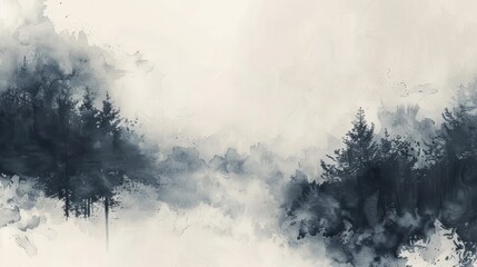 sumi-e ink washes ethereal zen landscape abstract background