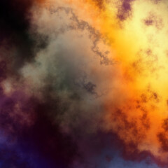 Fractal render, abstract fantasy background of colorful sky with colorful clouds