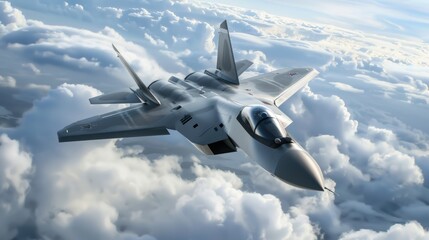 Fototapeta premium A fighter jet shoots a missile into the sky. with the speed of the sound concept outside the air