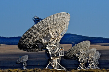 Radio Telescopes aimed at the heavens on the Plains of San Agustin, New Mexico 