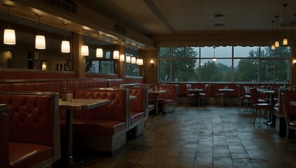 A scene where a lone diner contemplates life in a deserted restaurant ai-generated