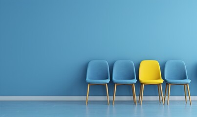 Obraz premium Yellow chair standing out from the crowd. Business concept. 3D rendering