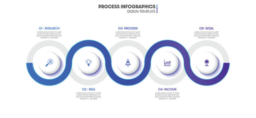 Strategy business success with 5 steps. Infographic process design circle format. Vector graphics