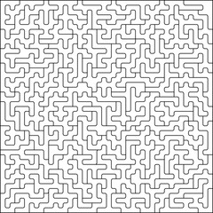 Creative square puzzle template with thin vector lines suitable for cutting. Intricate seamless maze game pattern in black and white. Ideal for creating educational materials, and game designs