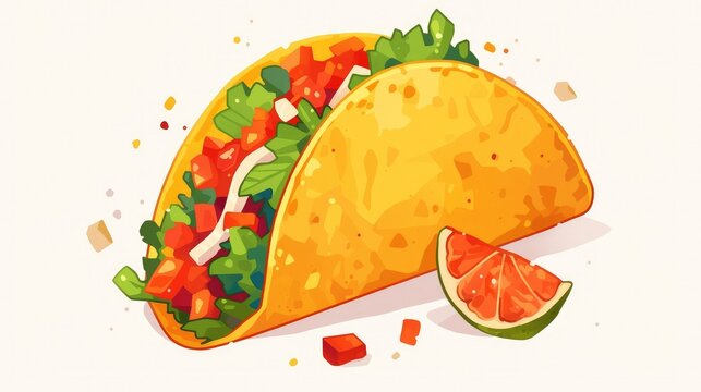 watercolor taco with lime, food art clip art preview