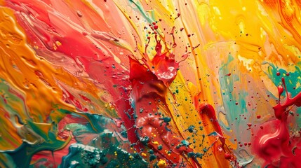 Explosive splashes of vivid paint expressionism abstract background
