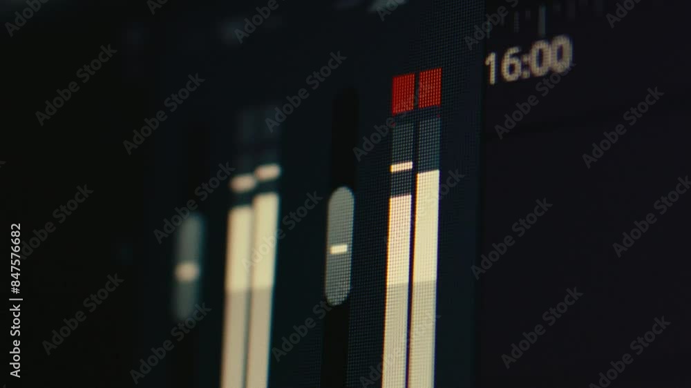 Poster frequency close up volume up and down during a record post editing session