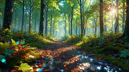 Sunlit Forest Path.