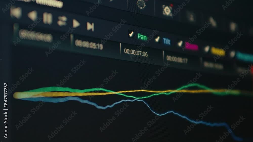 Poster timeline of editing color grade correction software rendering in post processing job