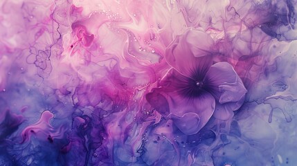 watercolor washes blossoming floral dreamscape abstract background