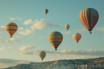 Fototapeta premium Colorful Hot Air Balloons Rising into the Sky