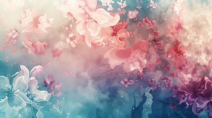 Fototapeta premium watercolor washes blossoming floral dreamscape abstract background