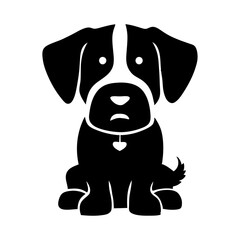 a black and white dog with a collar silhouette  vector illustration