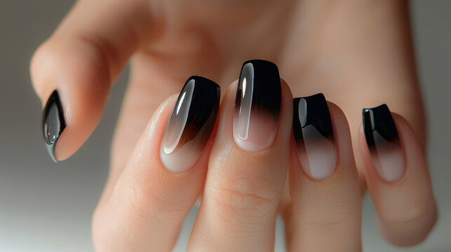 Black ombre Nail design 