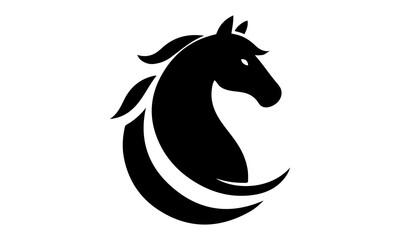 Horse heads vector silhouette illustration, decorative and minimalist logo template