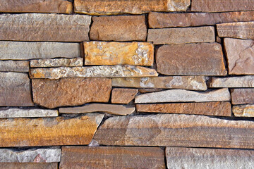 Flagstone abstract. Carefully stacked mortarless wall from locally found flagstones, Albuquerque, New Mexico 