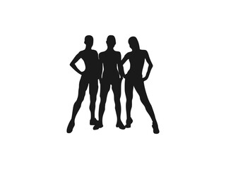 Big set of black vector silhouettes of slim woman doing fitness workout in many different position. silhouettes from some sports of fitness girls. vector design isolated on white background.