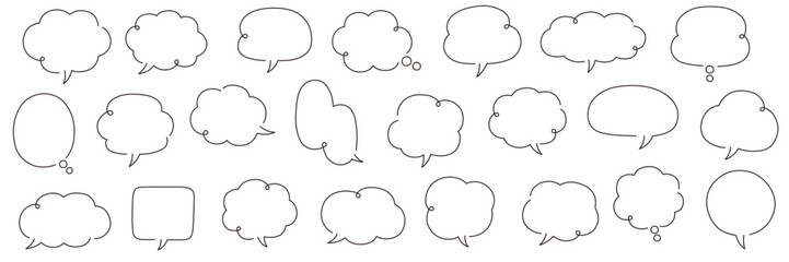 Fototapeta premium 手描き風のふきだしのベクターイラストセット 手書き 吹き出し くるくる フレーム