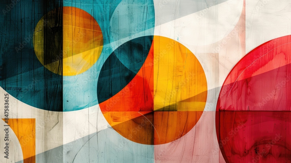 Aufkleber elegant abstract artwork featuring a harmonious composition of intertwined geometric shapes includin
