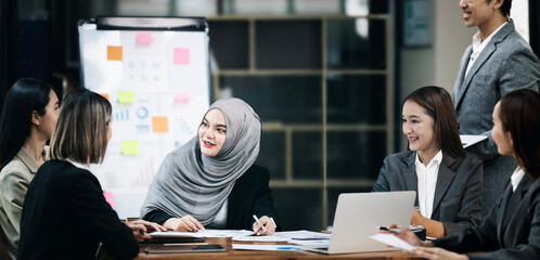 Multi-Ethnic Office Conference Room. Diversity and business people in discussion and corporate strategy in workplace