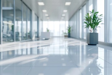 Blur focus of White open space office interior can be used as background